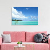 Palmboom in Bora Bora lagune canvas print (Insitu (Woonkamer))