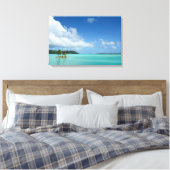 Palmboom in Bora Bora lagune canvas print (Insitu (Slaapkamer))