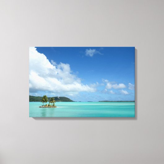 Palmboom in Bora Bora lagune canvas print (Voorkant)