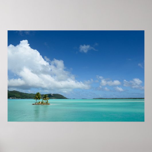 Palmboom in Bora Bora-lagune posterprint Poster (Voorkant)