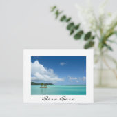 Palmboom in Bora Bora lagune white text briefkaart (Staand voorkant)