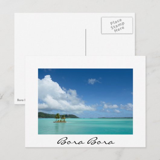 Palmboom in Bora Bora lagune white text briefkaart (Voorkant / Achterkant)