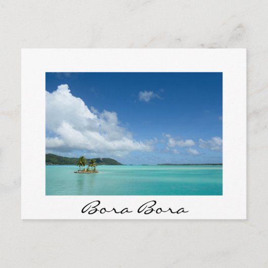 Palmboom in Bora Bora lagune white text briefkaart (Voorkant)