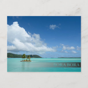 Palmboom in briefkaart van de lagune van Bora Bora