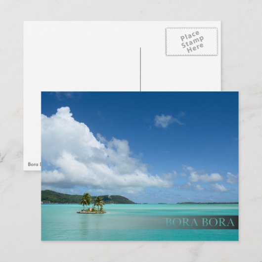 Palmboom in briefkaart van de lagune van Bora Bora (Voorkant / Achterkant)