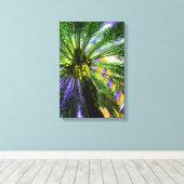 Palmboom in de avond canvas afdruk (Insitu (Houten vloer))