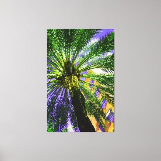 Palmboom in de avond canvas afdruk (Voorkant)