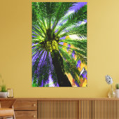 Palmboom in de avond canvas afdruk (Insitu (Woonkamer))