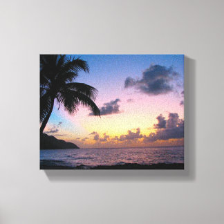 Palmboom in de zon canvas afdruk