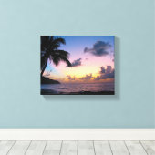 Palmboom in de zon canvas afdruk (Insitu (Houten vloer))