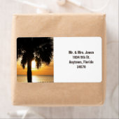 Palmboom in Florida zonsondergang adres label. Etiket (Insitu)