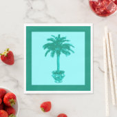 Palmboom in pot in turquoise en aqua servet (Insitu)