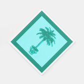 Palmboom in pot in turquoise en aqua servet (Hoek)