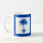 Palmboom in pot - kobaltblauw en wit koffiemok (Links)