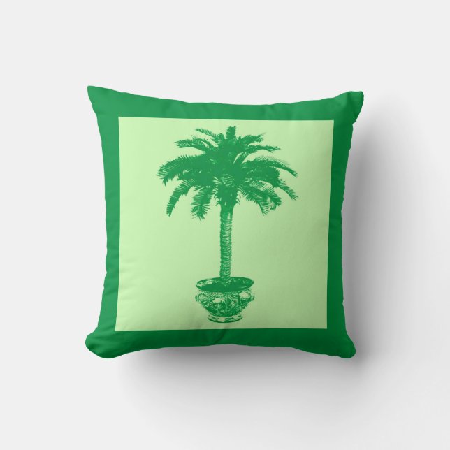 Palmboom in pot - smaragd en lichtgroen kussen (Voorkant)