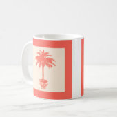 Palmboom in pot - tinten koraal oranje koffiemok (Voorkant links)