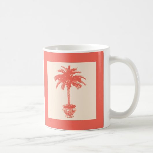 Palmboom in pot - tinten koraal oranje koffiemok (Rechts)