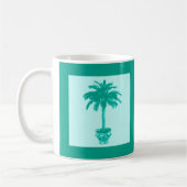 Palmboom in pot - turquoise en aqua koffiemok (Links)