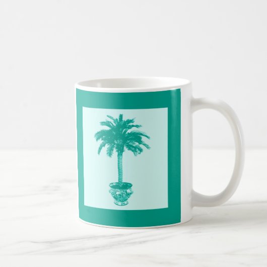 Palmboom in pot - turquoise en aqua koffiemok (Rechts)