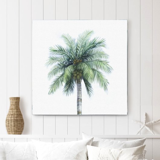 Palmboom in Waterverf Canvas Print