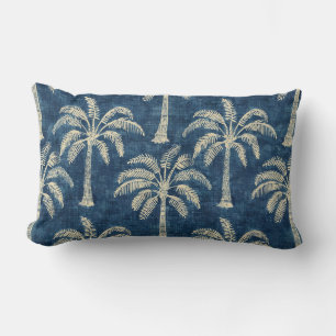 Palmboom Indigo Blauw & Crème Lenden Kussen