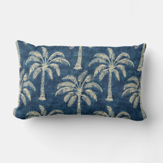 Palmboom Indigo Blauw & Crème Lenden Kussen
