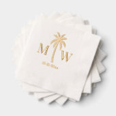 Palmboom Initieel Huwelijk Monogram Datum #5 Folie Servetten (Insitu (Gestapeld))
