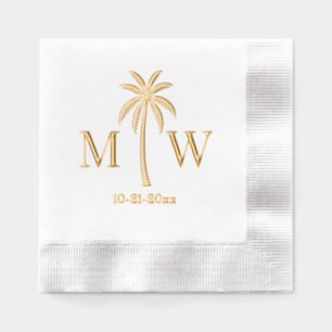 Palmboom Initieel Huwelijk Monogram Datum #5 Folie Servetten