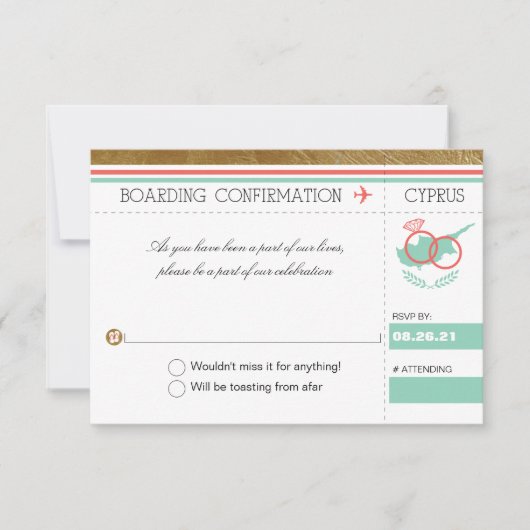 Palmboom Instapkaart naar Cyprus RSVP Kaart (Voorkant)