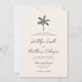Palmboom Ivoor Minimalistisch Bestemming Bruiloft Kaart (Voorkant)