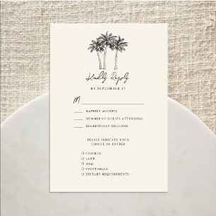 Palmboom Ivoor Minimalistisch Bestemming Bruiloft RSVP Kaartje