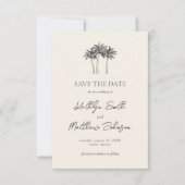 Palmboom Ivoor Minimalistisch Bestemming Bruiloft Save The Date (Voorkant)
