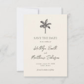 Palmboom Ivoor Minimalistisch Bestemming Bruiloft Save The Date (Voorkant)