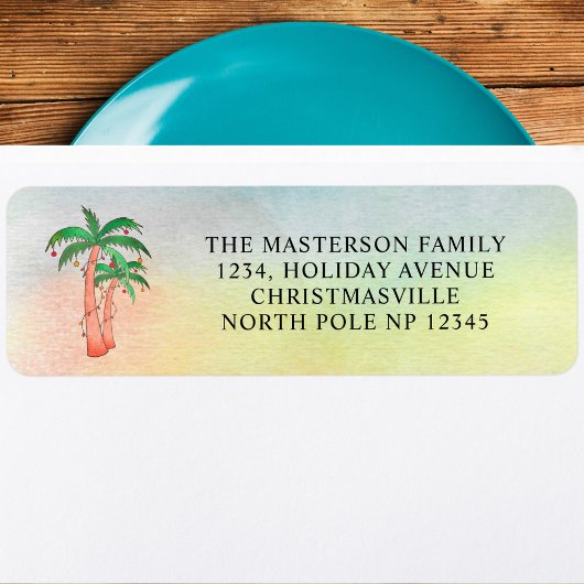 Palmboom Kerst Retouradres Label