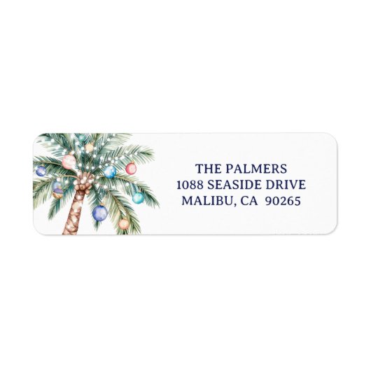 Palmboom Kerstboom Retouradres Etiket (Voorkant)