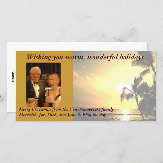 Palmboom kerstfoto feestdagenkaart (Voorkant / Achterkant)