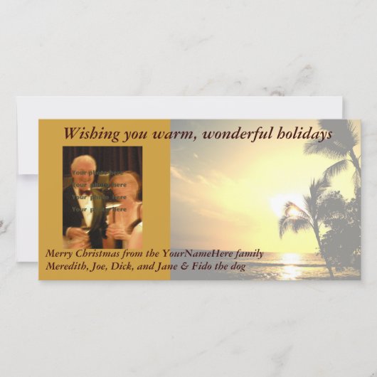 Palmboom kerstfoto feestdagenkaart (Voorkant)