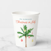 Palmboom Kerstmis in juli Zomerfeest Watercolo Papieren Bekers (Achterkant)
