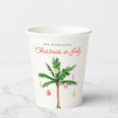 Palmboom Kerstmis in juli Zomerfeest Watercolo Papieren Bekers (Voorkant)