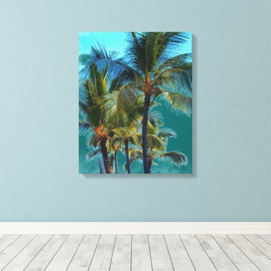 Palmboom kunst canvas wrap afdruk (Insitu (Houten vloer))