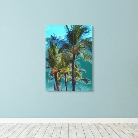Palmboom kunst canvas wrap afdruk (Insitu (Houten vloer))