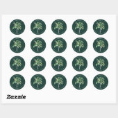 Palmboom Kust Kerst Retouradres Ronde Sticker (Vel)