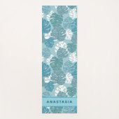 Palmboom laat tropisch patroon aangepaste naam yogamat (Voorkant)