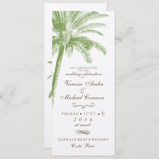 palmboom - lange bruiloft - uitnodiging (Voorkant / Achterkant)