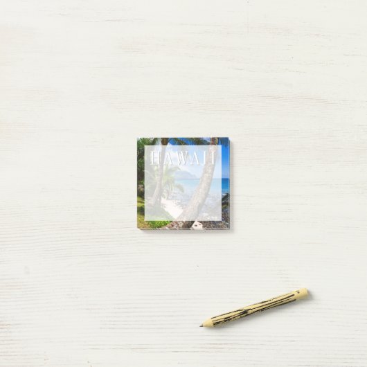 Palmboom langs Hideaways Beach Post-it® Notes (Op bureau)