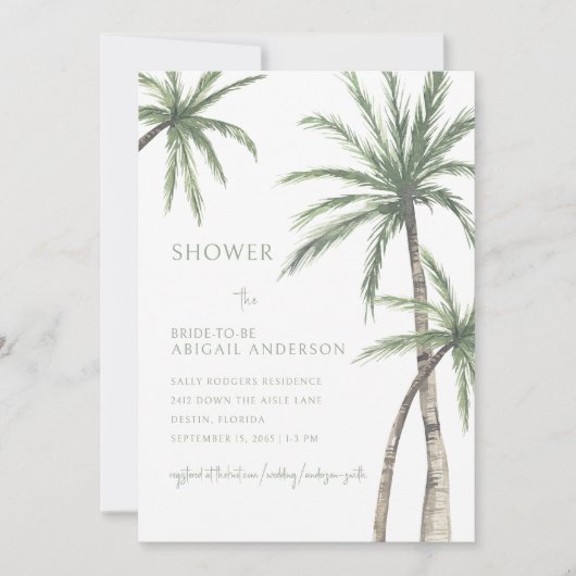 Palmboom Light Sage Green Vrijgezellenfeest Kaart (Voorkant)