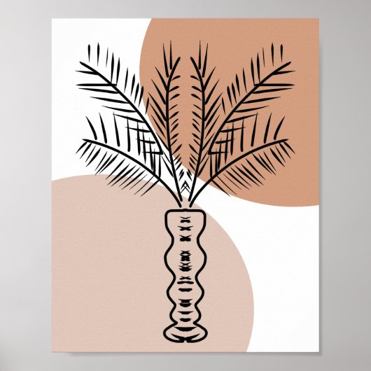 Palmboom Lijn Hand Getekende Kunstvormen Poster (Voorkant)