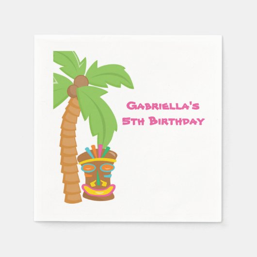 Palmboom Luau met Tiki servet (Voorkant)