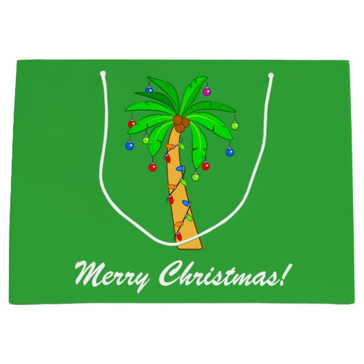 Palmboom met decoraties Vrolijk kerstfeest Large Cadeautasje (Voorkant)