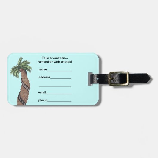 Palmboom met een omhulling van de filmrol rond de  bagagelabel (Voorkant horizontaal)